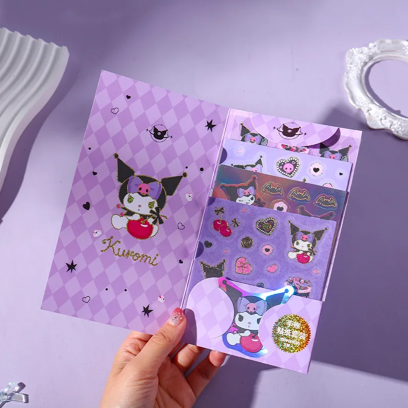 Sanrio Cartoon Combination Sticker Kurome Melody Hello Kitty Hand Account Material Decoration Diy Kawaii Birthday Gift Wholesale