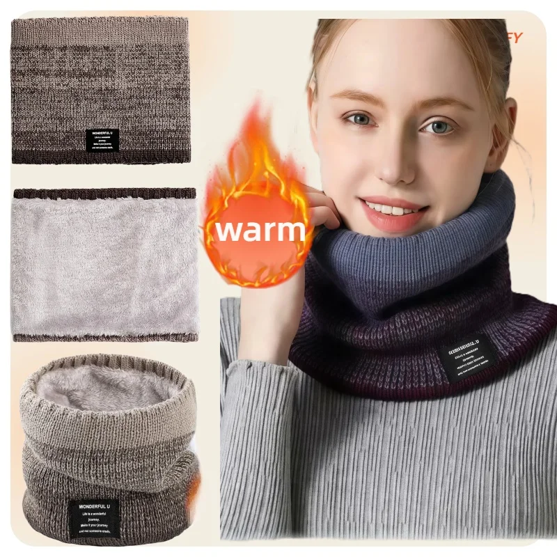 Winter-Schal für Herren Fleece-Ring-Bandana Gestrickter Warmer Einfarbiger Schal Damen Nackenwärmer Dicker Kaschmir-Handschal Skimaske