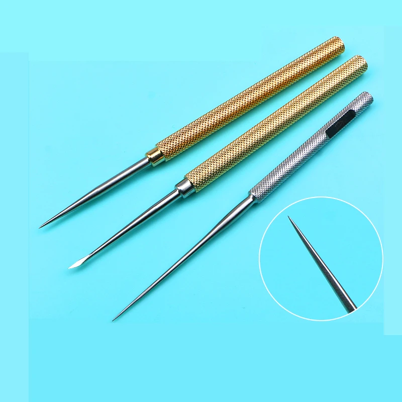 Thread carved stainless steel buried thread opening needle puncture tool for facial skin pulling