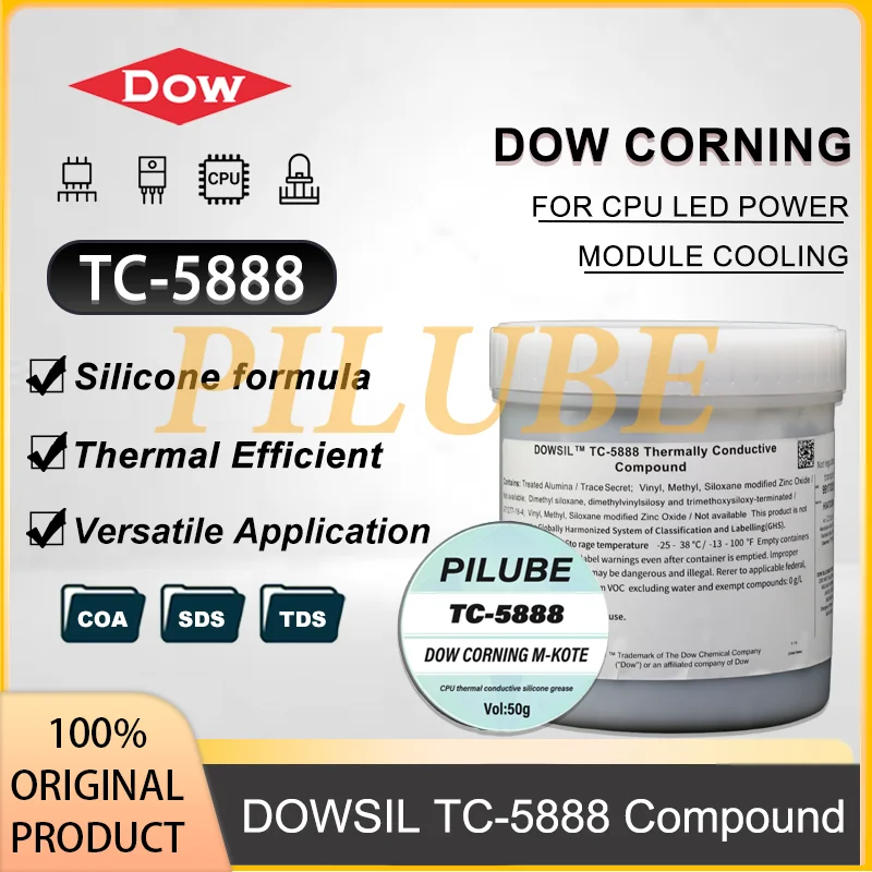 

DOW CORNING DOWSIL TC5888 50g 1kg Thermal Grease Silicone Paste for LED Lighting Power Module CPU Cooling and Heat Dissipation
