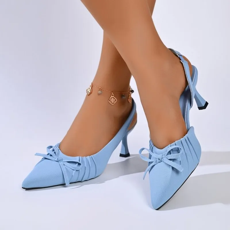 2026 Summer Pointed Toe High Heel  Women Sandals Fashion Butterfly-knot Shoes  Style Banquet Party Sandals