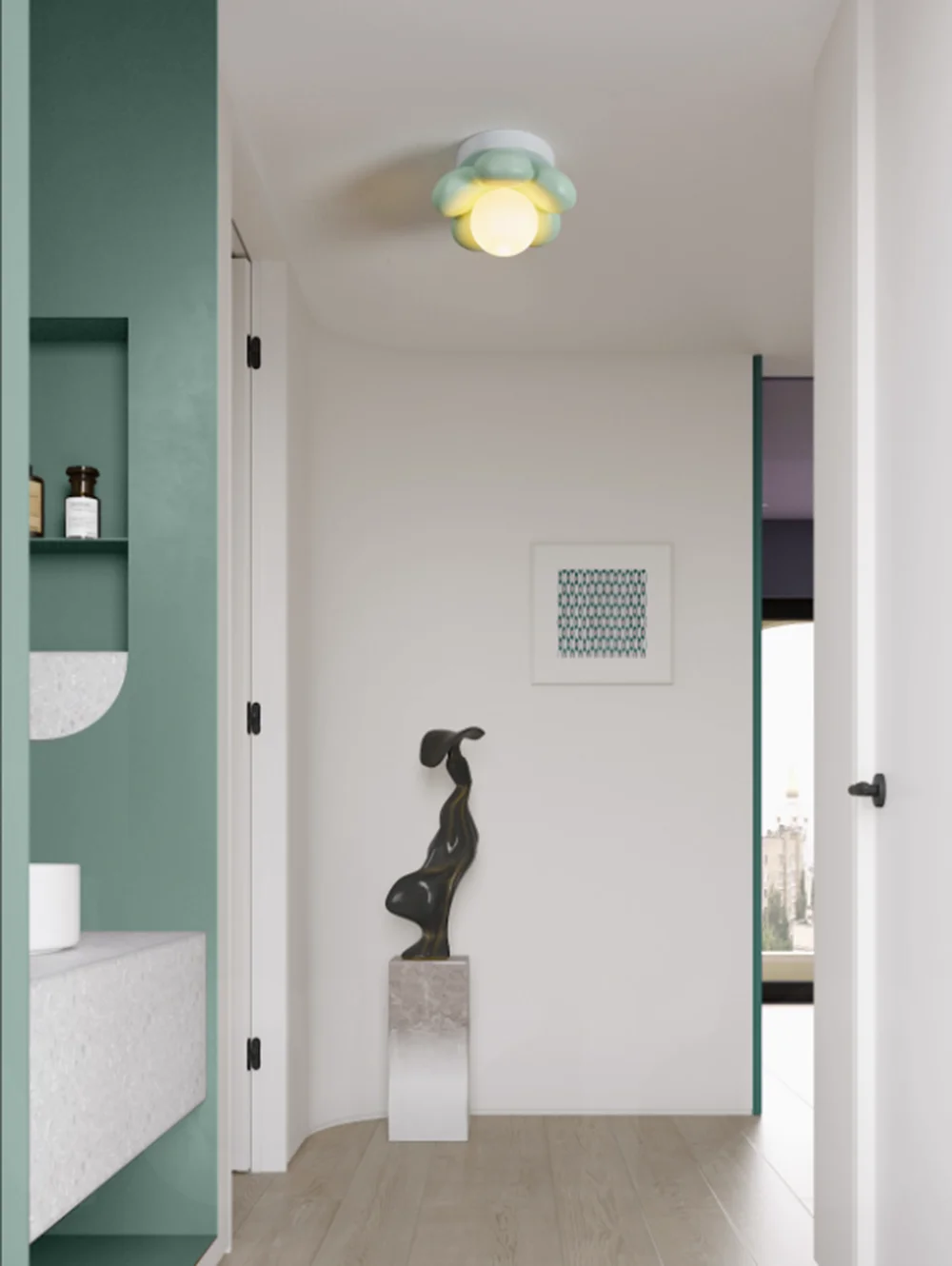 

French cream flower ceiling lamp/wall lamp silent wind corridor Nordic porch corridor online celebrity ins Mo Landi