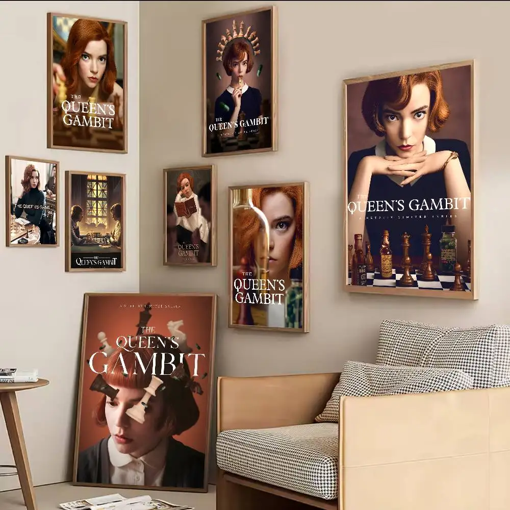 Póster de película popular The Queens Gambit, póster de calidad HD, pintura artística para pared, decoración de pared para sala de estudio