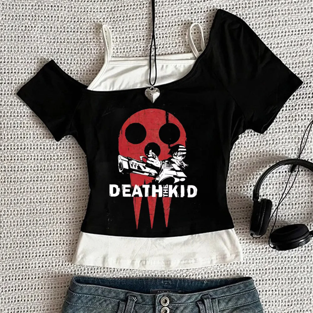 Soul Eater cropped top girl anime funny baddie t-shirt summer jojifuku emo scene  baddie