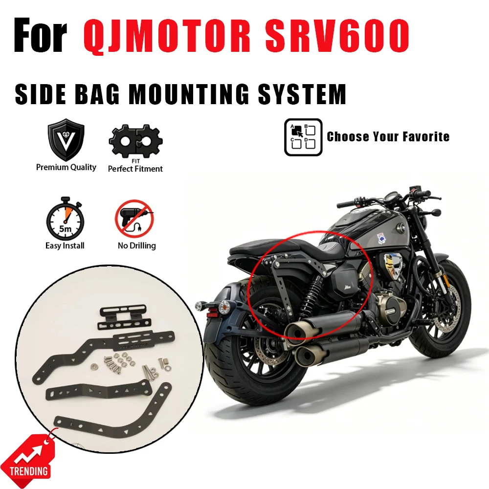 Image of Für QJMOTOR SRV600 SRV 600 Flash 600 Seitentaschenhalterung Satteltaschen-Stützgestell Wasserdichte Tasche Werkzeugkasten Kraftstofftank-Montagesystem