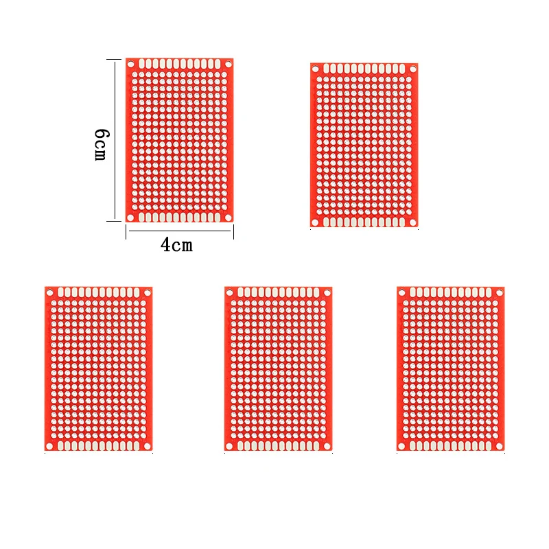 5PCS 4x6cm  Diy Universal Printed Circuit Board PCB  Soldering Board 4*6cm Double Side Prototype Board  Red Breadboard