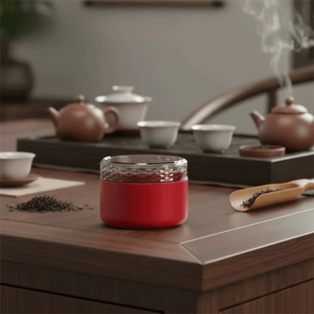 

2PCS Acrylic Lid Mini Tea Jar Tinplate Round Tea Sealed Jar Moisture-proof Portable Tea Packaging Cans Kitchen