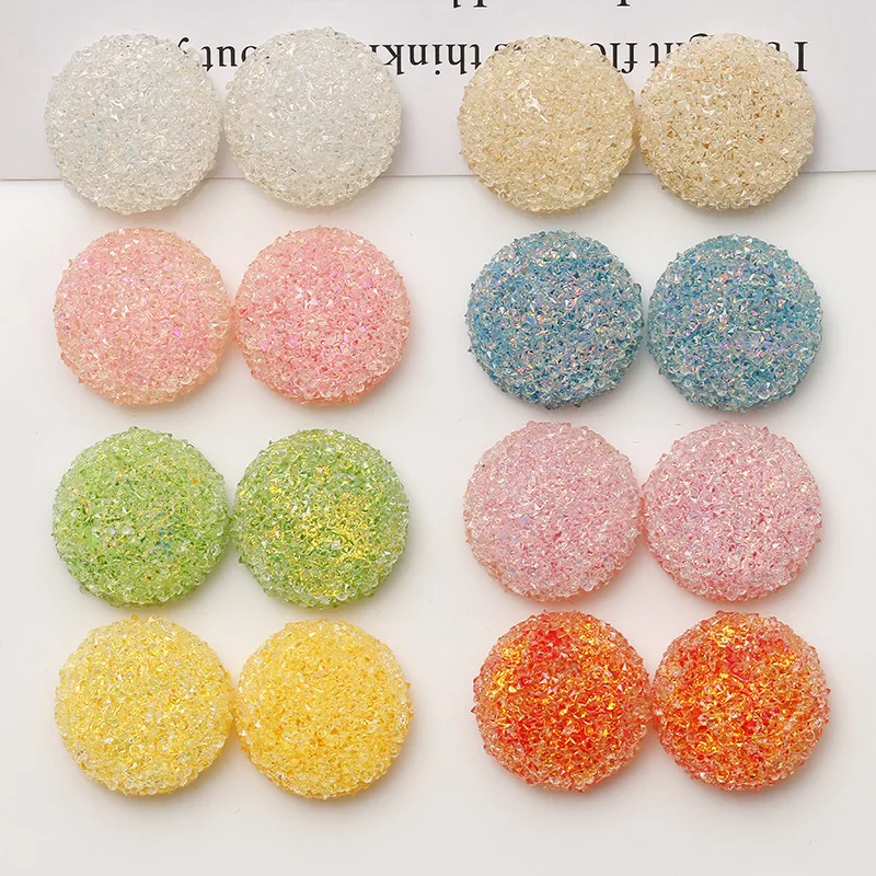 

Trendy New 70pcs 17mm Flatback Glitter Colorful Resin Jelly Candy Round Cabochons Beading Material Fit Hair Pin Clip Phone Shell