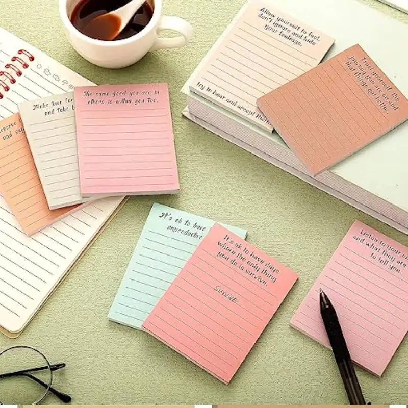 Blocos de Notas Adesivas para Saúde Mental (8 Pacotes) - 50 folhas por bloco, 400 folhas no total - Blocos de Notas Motivacionais Autoadesivos