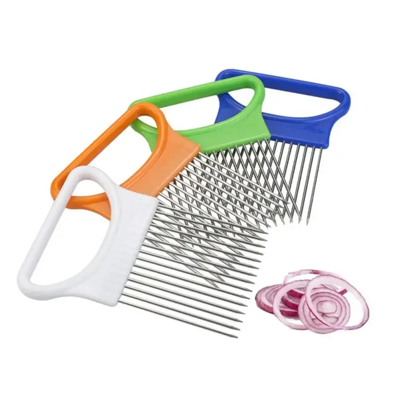 Creative Onion Slicer Stainless Steel Onion Holder Handheld Simple Slicer Fruit Vegetable Cutter Potato Fruit & Vegetable Tools