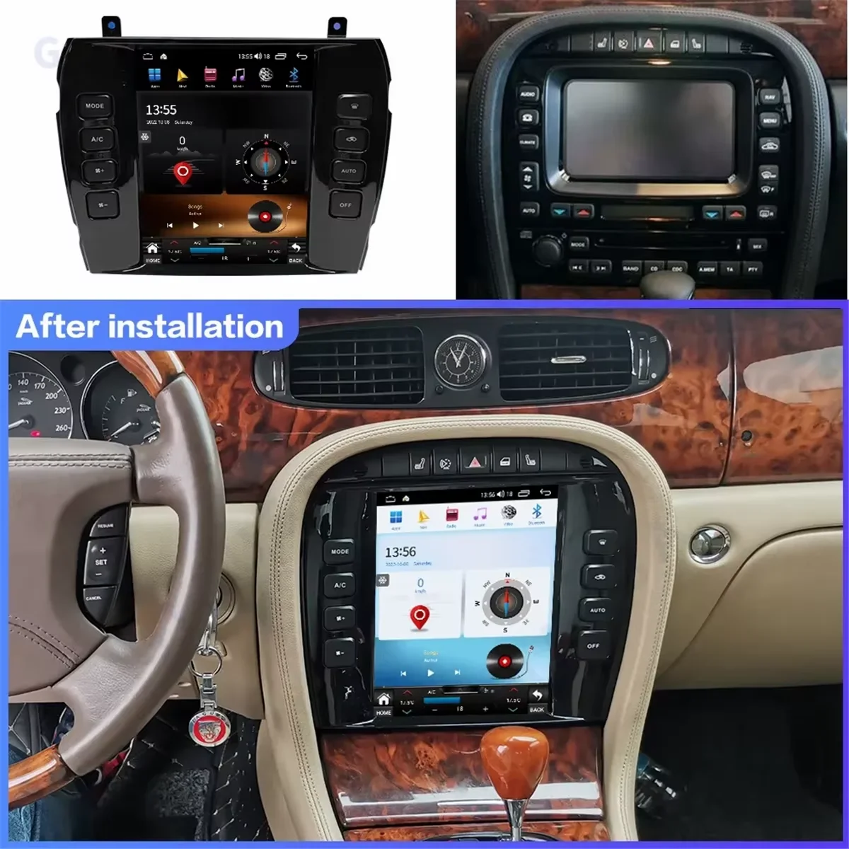 New Android13  For Jaguar XJ X-TYPE X Type 2003-2011 Car Radio Stereo  Screen Multimedia PlayerCarplay Auto 8G+256G 4G WIFI DSP