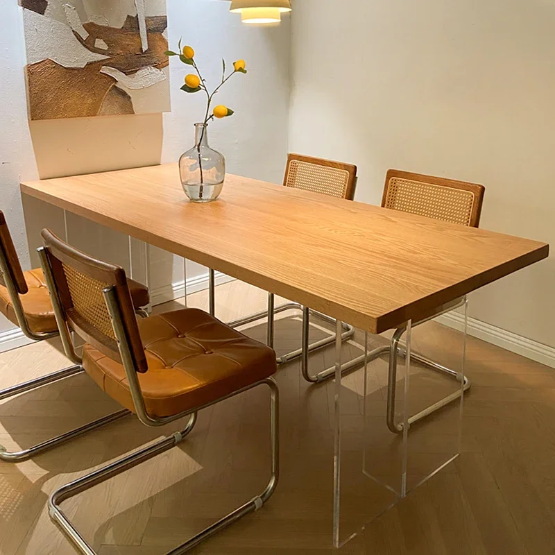 

Transparent Household Dining Table Italian Oak Wood Organiser Acrylic Dining Table Salon Stand Juegos De Comedor Room Furnitures