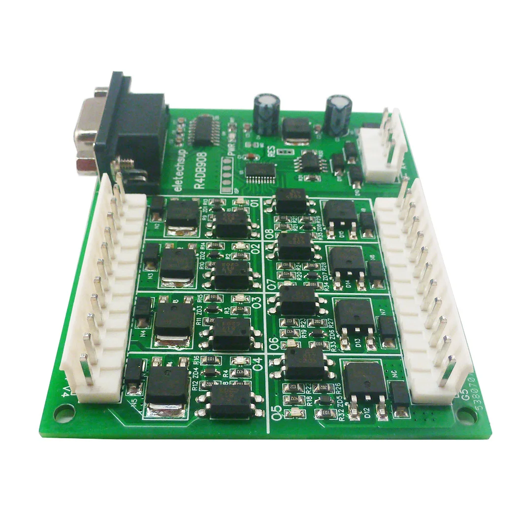 Multifunctional Solid State Relay Module 8DO DC 12V-24V RS485 RS232 DB9 N-MOS Isolation Output VH3.96 Connector R4DB908 30N06