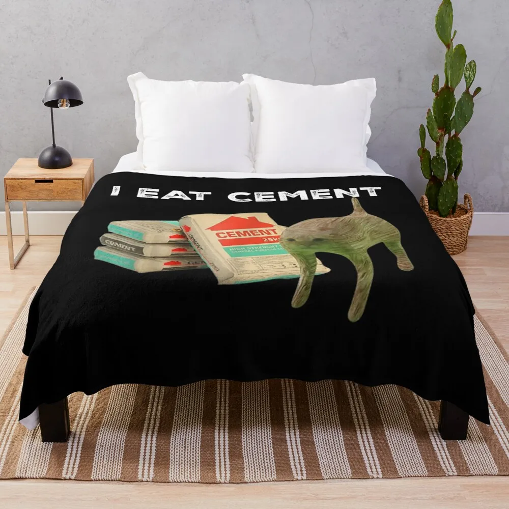 I Eat Cement Cursed Cat - Oddly Specific Dank Meme Throw Blanket Luxury Throw christmas gifts Camping Blankets