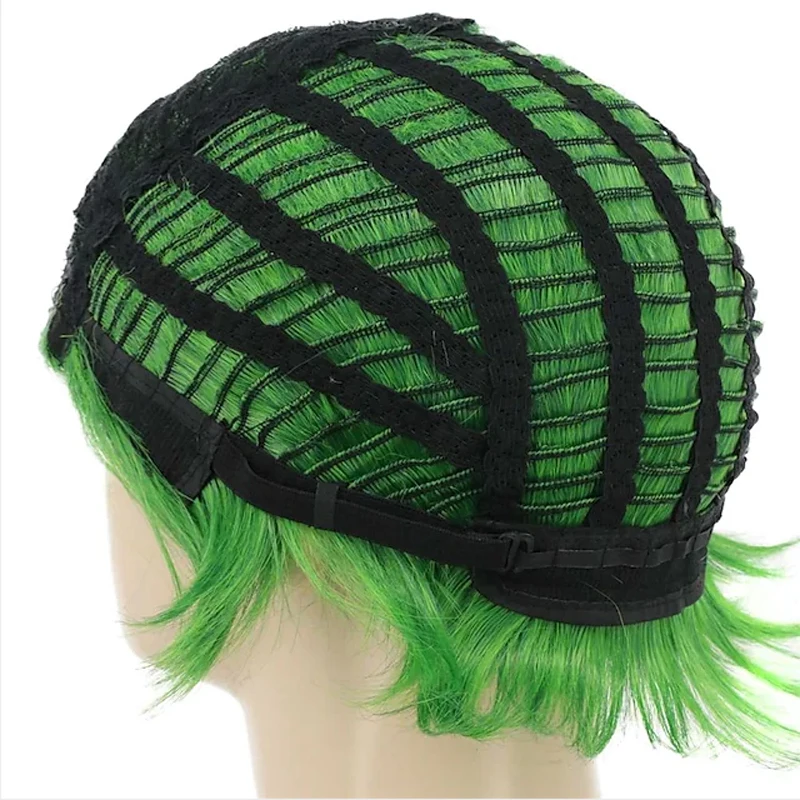 HAIRJOY St. Patrick's Day Wigs Synthetic Hair Wig Short Curly With Bangs   Green Wigs for Men view 3