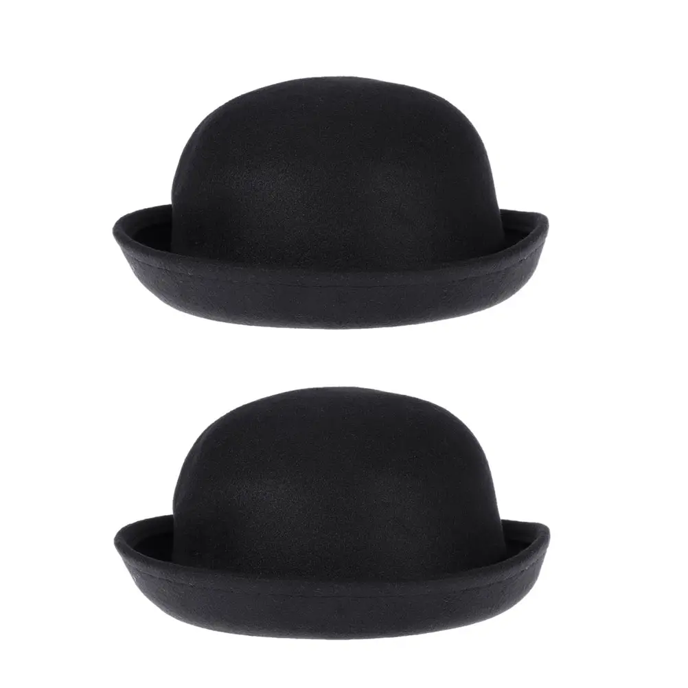 

2Pcs Woolen Bowler Hat Fedora Felt Autumn Elegant Short Brim Decorative Women Hat Lightweight Durable Safe Material