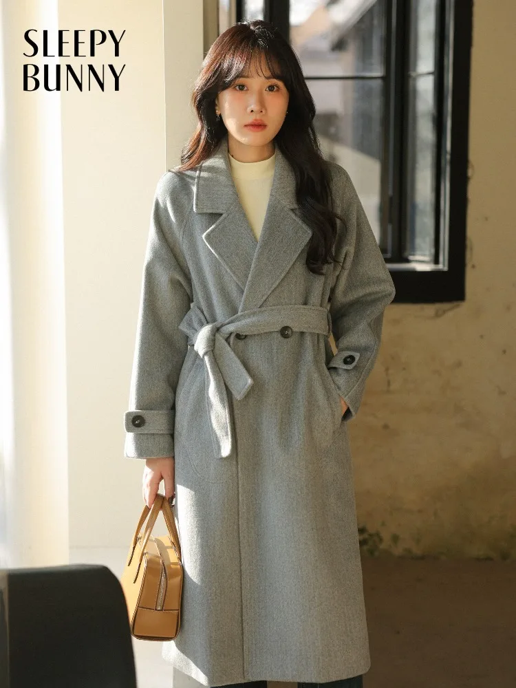 

Elegant Classic Wool-like Coat Long Lapel Overcoat for Lady Winter Warm Stylish Outerwear with Sophisticated Mid-Length Design