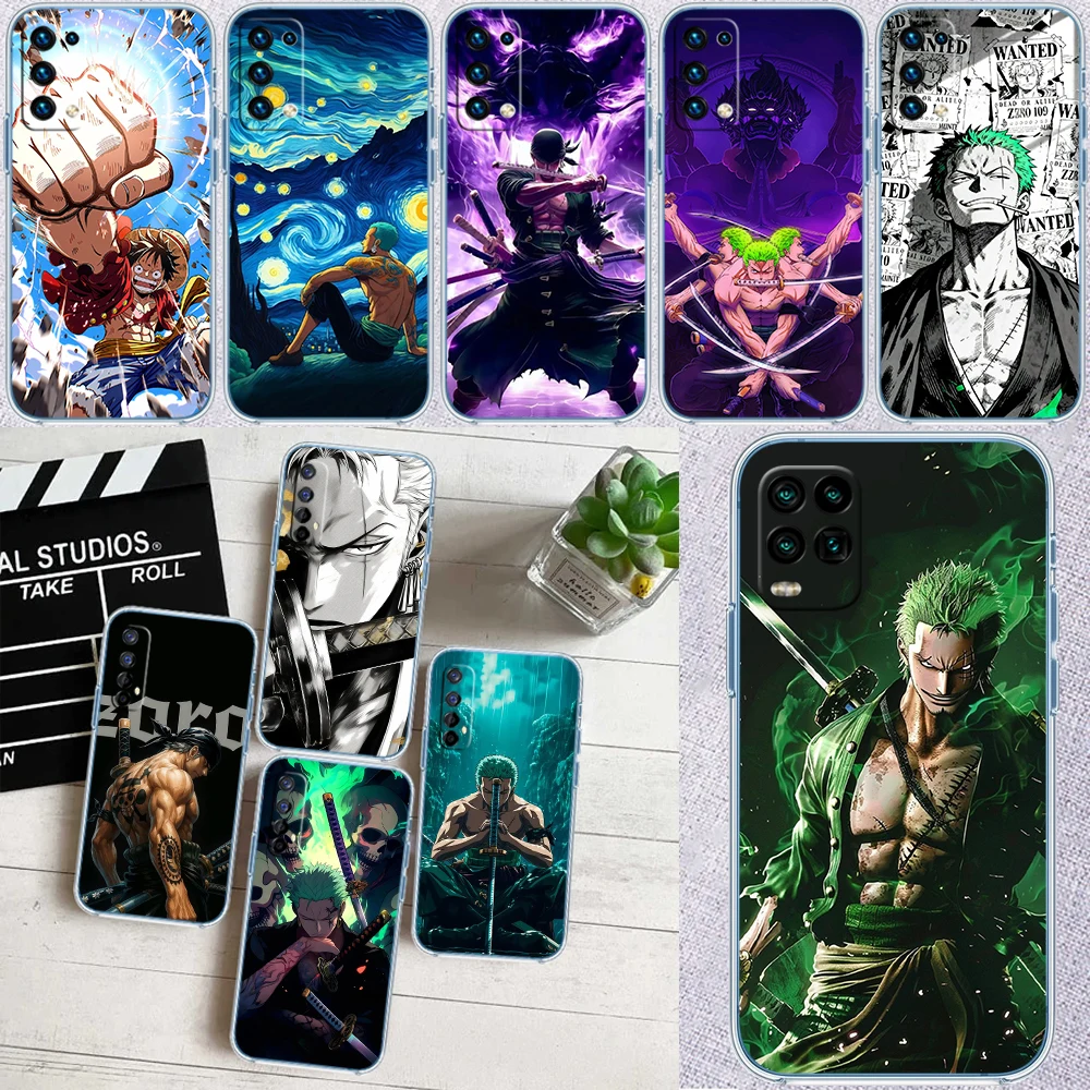 Capa de Telefone Transparente TR72 One Piece Zoro para Motorola Moto G7 G8 G9 G84 G85 G73 G24 G15 Z2 Play Power Plus