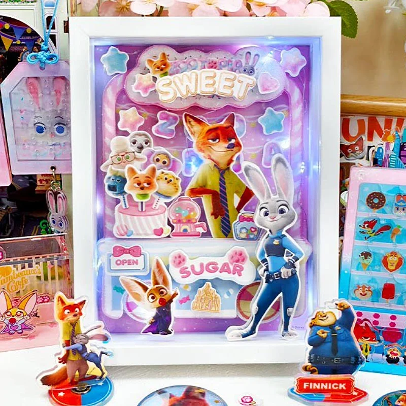 

Декоративная 3D-картина с персонажами мультфильма Disney Zootopia, ручная работа, декоративная рамка для картин, украшение для рабочего стола, подарок на день рождения, игрушка