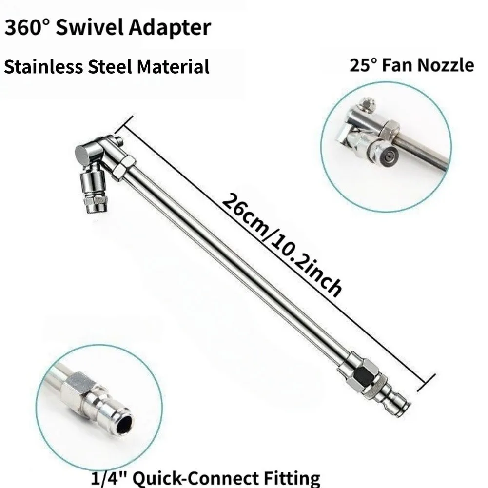 360-degree Swivel AC Cleaning Wand 25° Fan Nozzle 1/4'' Quick Connect Cleaning Rod Air Conditioning Cleaning Spray Tool