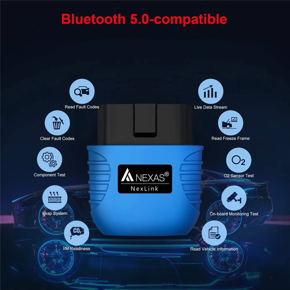 NEXAS Bluetooth 5.0 OBD2 EOBD Motorcycle Diagnostic Scanner for iOS Android Windows Fault Code Reader Diagnostic Scan Tool