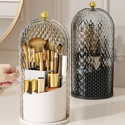 360° Rotating Makeup Brush Storage Container Dustproof Divider Desktop Makeup Storage Box Lipstick Eyebrow Pencil Holder