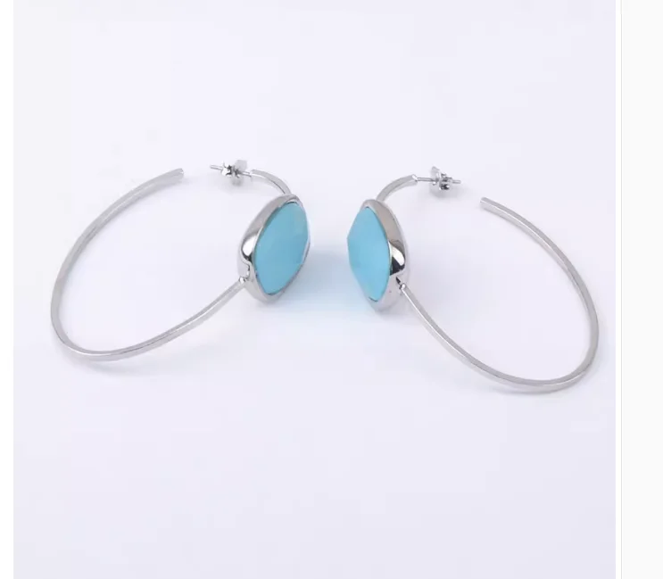 HOT SEELING fashion DYRBERG/KERN Drop-shaped earrings temperament shiny crystal sky blue  earrings IN STOCK