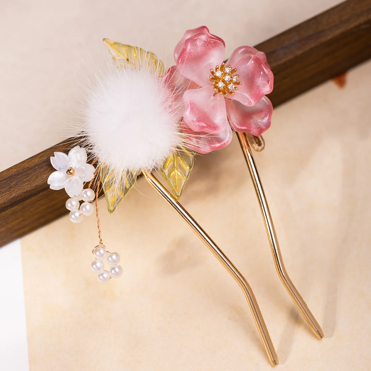 

U Shaped Hair Sticks Forks Chopsticks Pink Flower Hair Clips New Chinese Style Headpiece Hair Accessories for Women and Girls