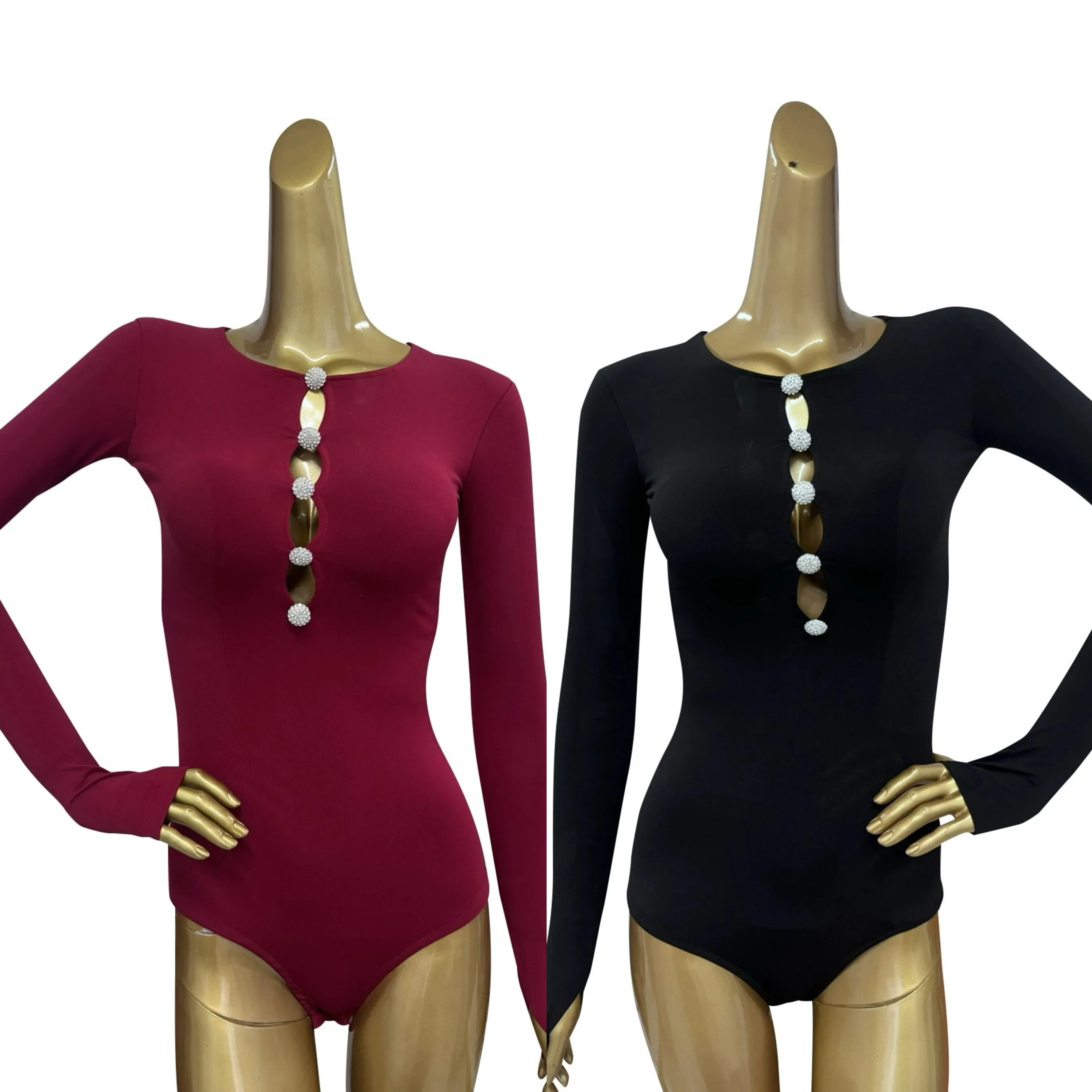 

2024 New Latin Dance Tops For Women Long Sleeved Slim Practice Clothes Chacha Rumba Tango Adult Female Latin Clothes DQS17822
