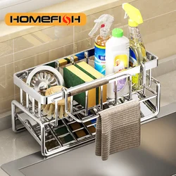 Kitchen Sponge Rack Drain Water Place Dish Soap Organize Rags Multi Functional Large Capacity Countertop and Store Items