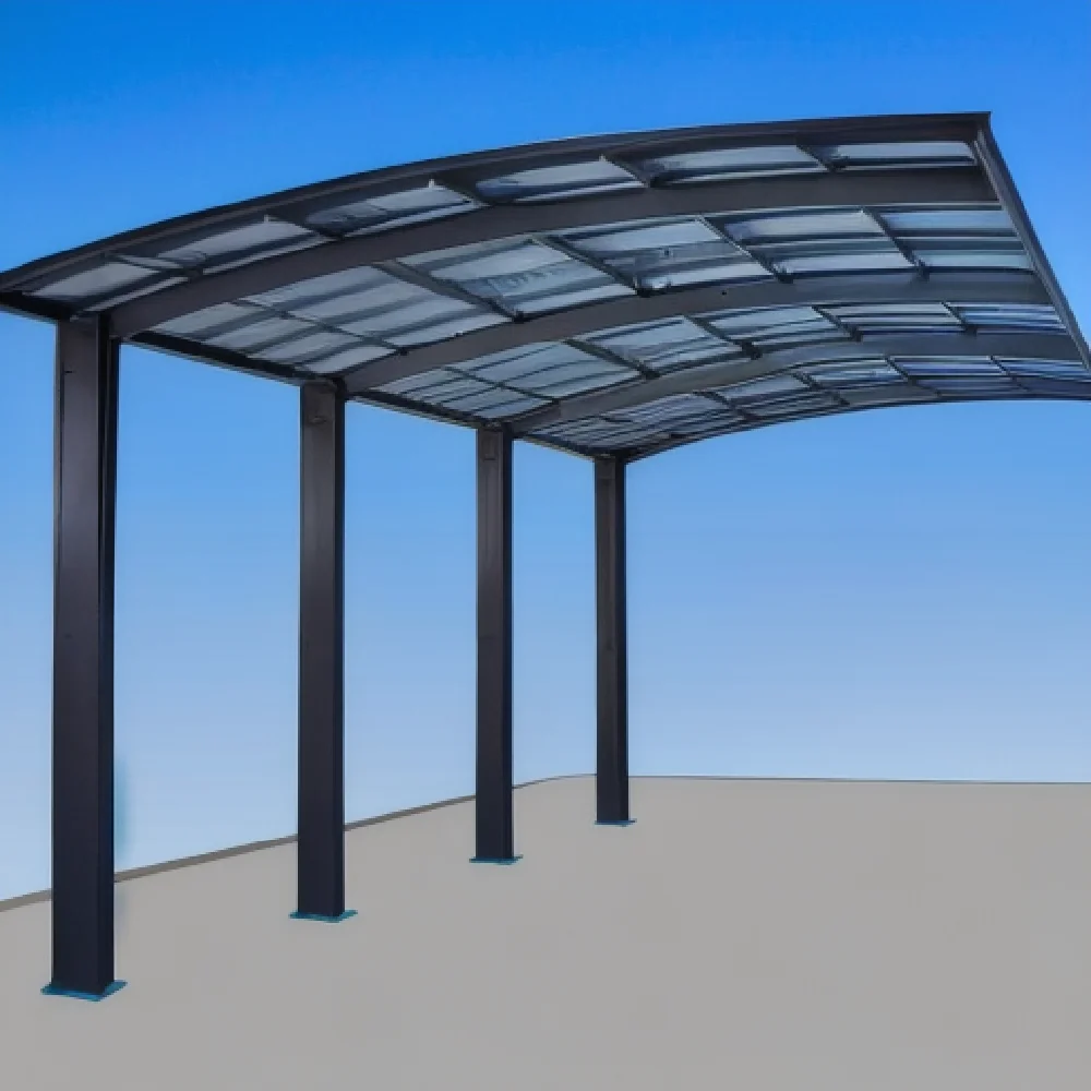 Modern Outdoor Aluminium Carport 2-Car Parking Waterproof Polycarbonate Flat Roof Sleek Metal Design Outdoor Parking Garage Shed
