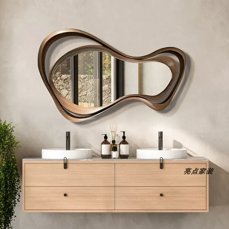 Classical Fireplace Decorative Mirror Creative Irregular Shape Dressing Mirror Medieval Living Room Entrance Art Mirror
