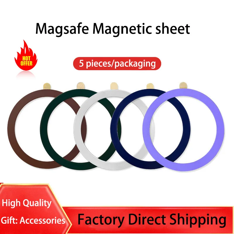 5 adesivi magnetici anelli metallici per bobine di ricarica wireless Magsafe dischi e adesivi magnetici adatti per iPhone Samsung