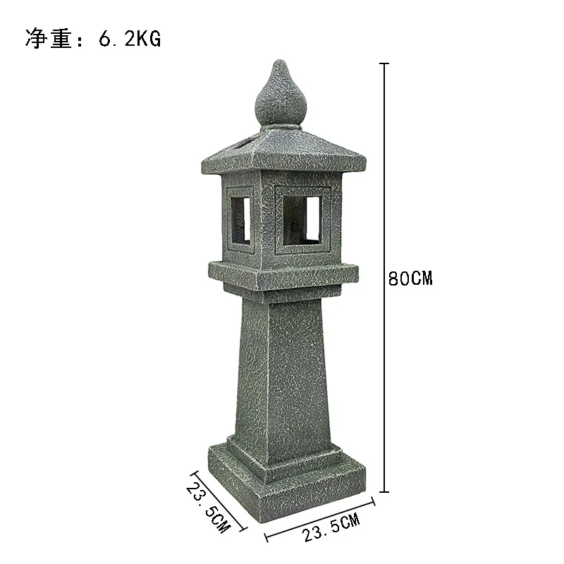 

Solar Chinese stone tower palace lamp zen decoration craft ornament hexagonal pavilion courtyard garden B & B outdoor lighthouse