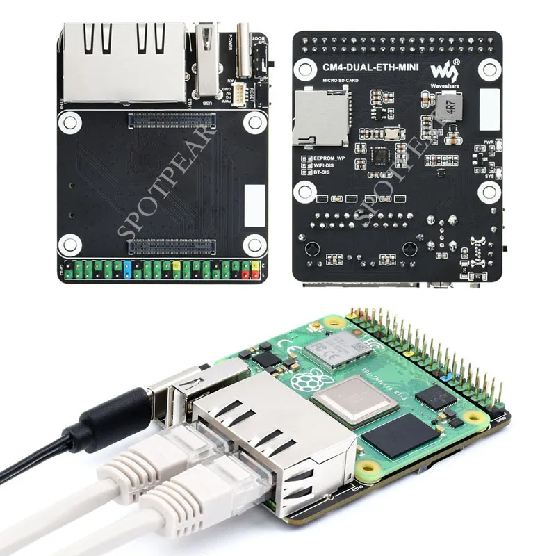 

Raspberry Pi CM4 Compute Module 4 IO Board Dual Gigabit Ethernet Mini Open-source Router Board 5V