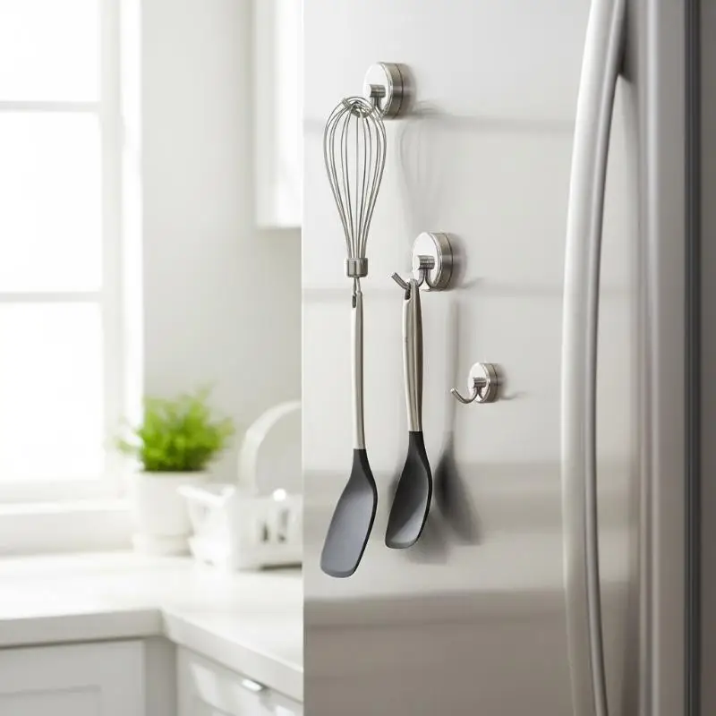 Magnetic Hooks With Premium Electroplated Finish, No-Drill Damage-Free Strong Hanging Solution For All Ferromagnetic Surfaces