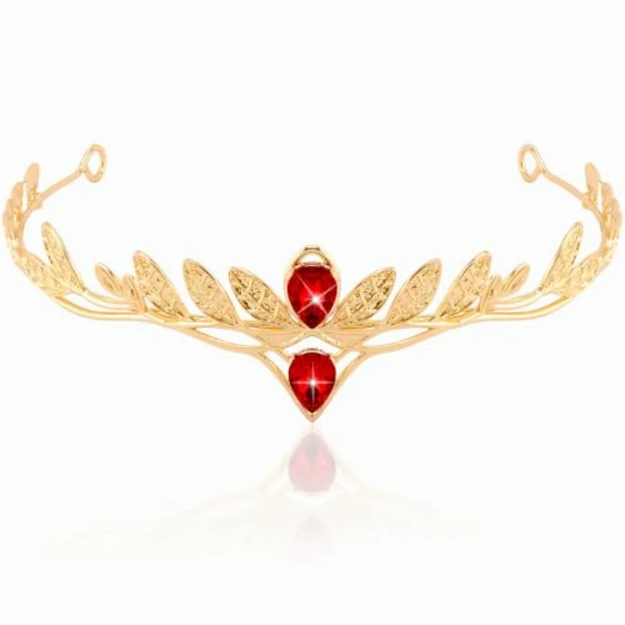 

Rhinestone Headpiece Vintage Fairy Elf Crown Leaf Headwear for Women Men Circlet for Renaissance Accessories Halloween Costume