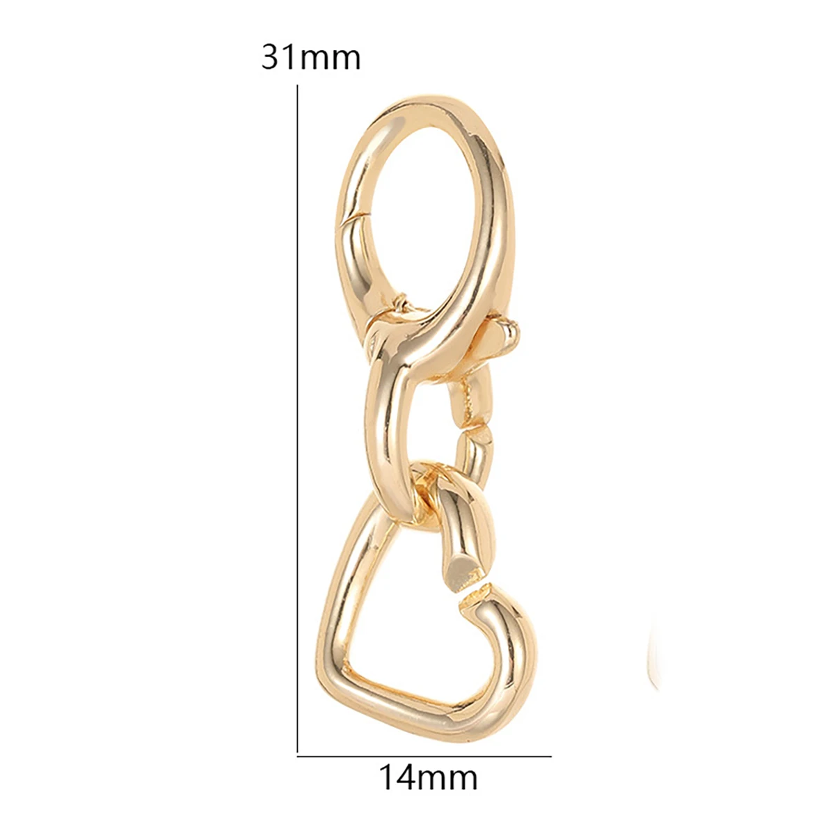 Light gold plated Korea cast star heart oval brass spring snap carabiner clasp chain Pearl necklace bangle DIY