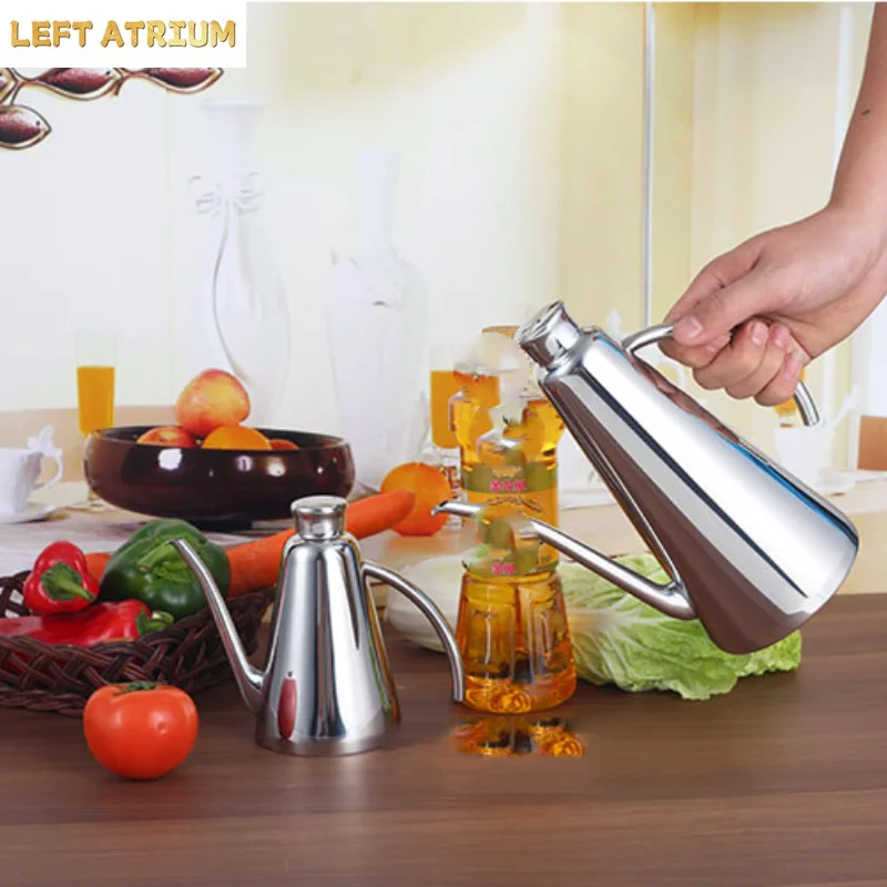 Standard 304 Stainless Steel Olive Oil Vinegar Batcher Can Bottle Pot Kitchen Accessories Cooking Tools 500ml Storage Bottles