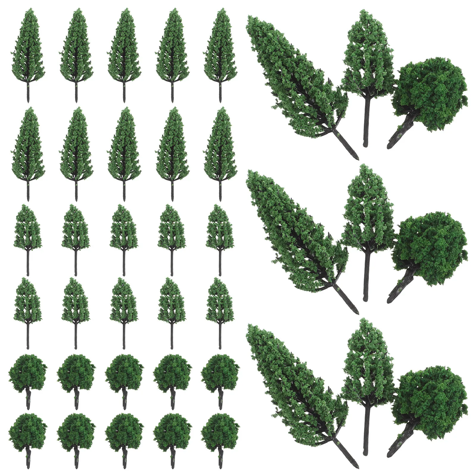 50Pcs Miniature Plastic Trees Architecture Scenery Railway Layout Micro Landscape Dollhouse Garden Decoration Sand Tray Craft