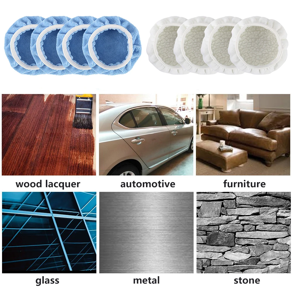 8 قطعة منصات عازلة تلميع 6 بوصة 150 مللي متر تلميع الأغطية عجلة لوحة تلميع سيارة الملمع الوسادة أطقم لتلميع السيارات الملمع