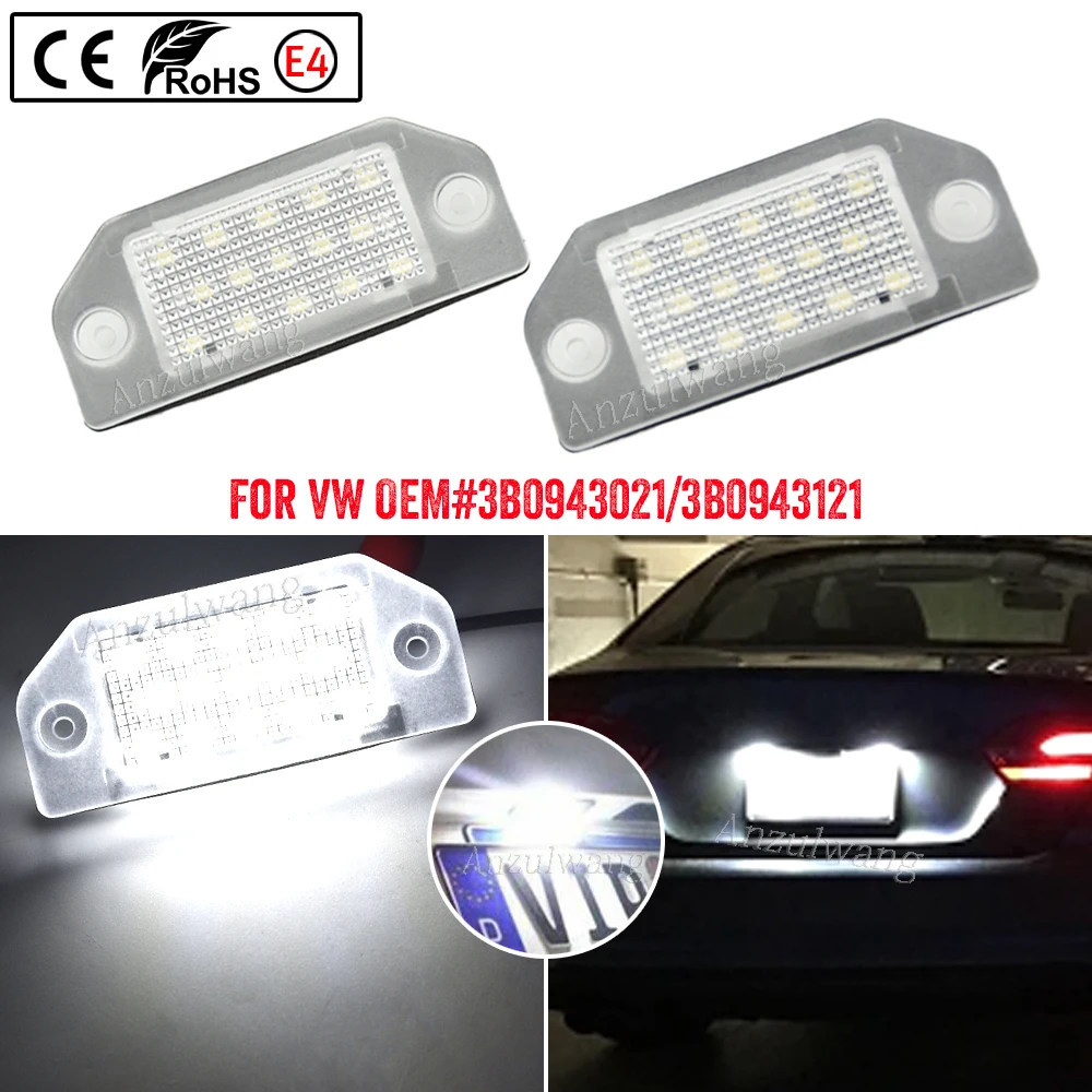 For VW Passat B5 (Type 3B) 1996 1997 1998 1999 2000 2001 Year Car Accsesories 2pcs LED Rear License Plate Light Lamp 3B0943021