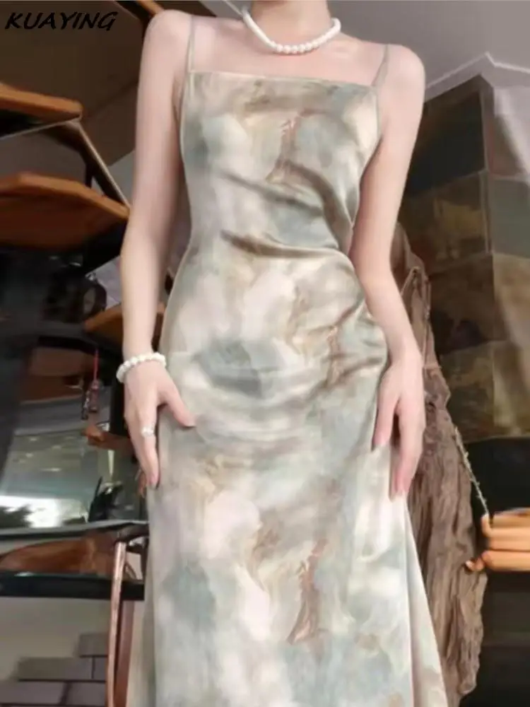 여성용 빈티지 스파게티 스트랩 랩스커트, 민소매 캐주얼 슬림 생일 파티 의류, 여름 신상 패션