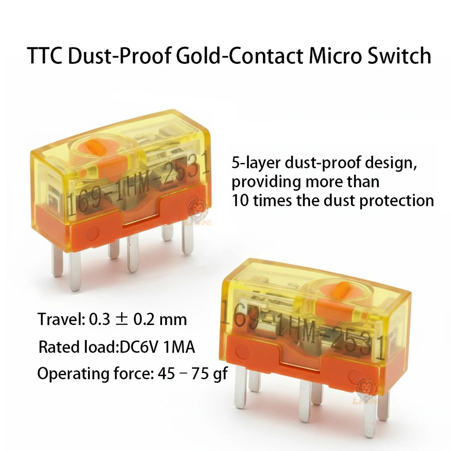 TTC Micro Switches Dust-proof Gold-Plated Mouse Buttons 30M 60M 80M 100 Million Cycle Lifespans Mouse/Game Controller Button