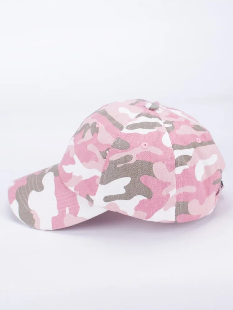 Pink Camo Caps for Women Hiking Hat Cotton Unstructured Ball Cap Outdoor Travel