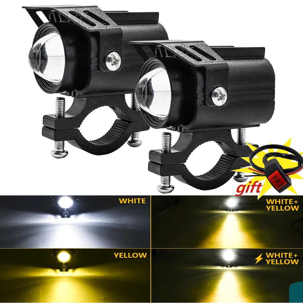 Motorcycle Canbus LED Headlight Fog Light Lamps Auxiliary Spotlight with switch for Car Off-road 4X4 ATV UTV Bajaj Hero BMW 12V