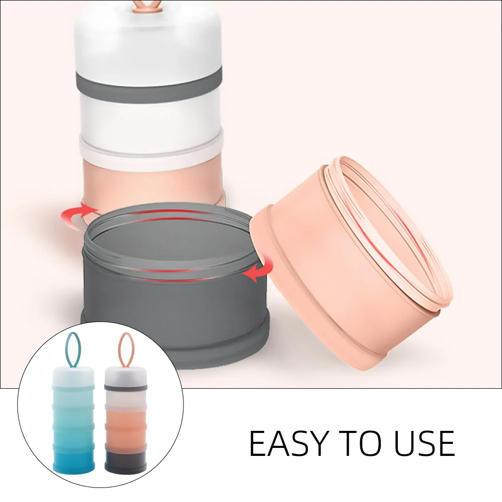 

2 Pcs Powder Storage Box Baby Food Container 4 Layer Large Capacity PP Silicone Formula Dispenser Snack ganizer for Infant