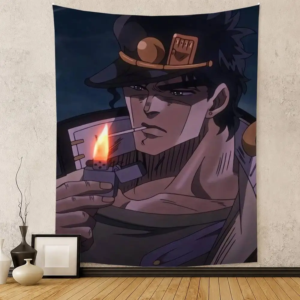 Anime JoJo Kujo Jotaro Flag Digital Printing Banner for Garage Wall Out Door Decoration