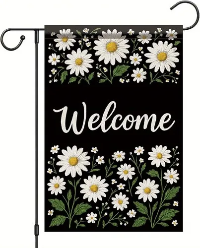 Starlit Patio Spring Summer Welcome Garden Flag Daisy Floral Yard Banner 12 x 18 IIX WZZ yyi