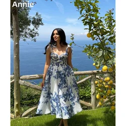 Annie Floral Tulle Prom Dresses Sweet Spaghetti Straps And Ankle Evening Dresses A-Shape Princess Wedding Party Dress